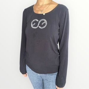 Escada Sport Logo Black Long Sleeve Size M